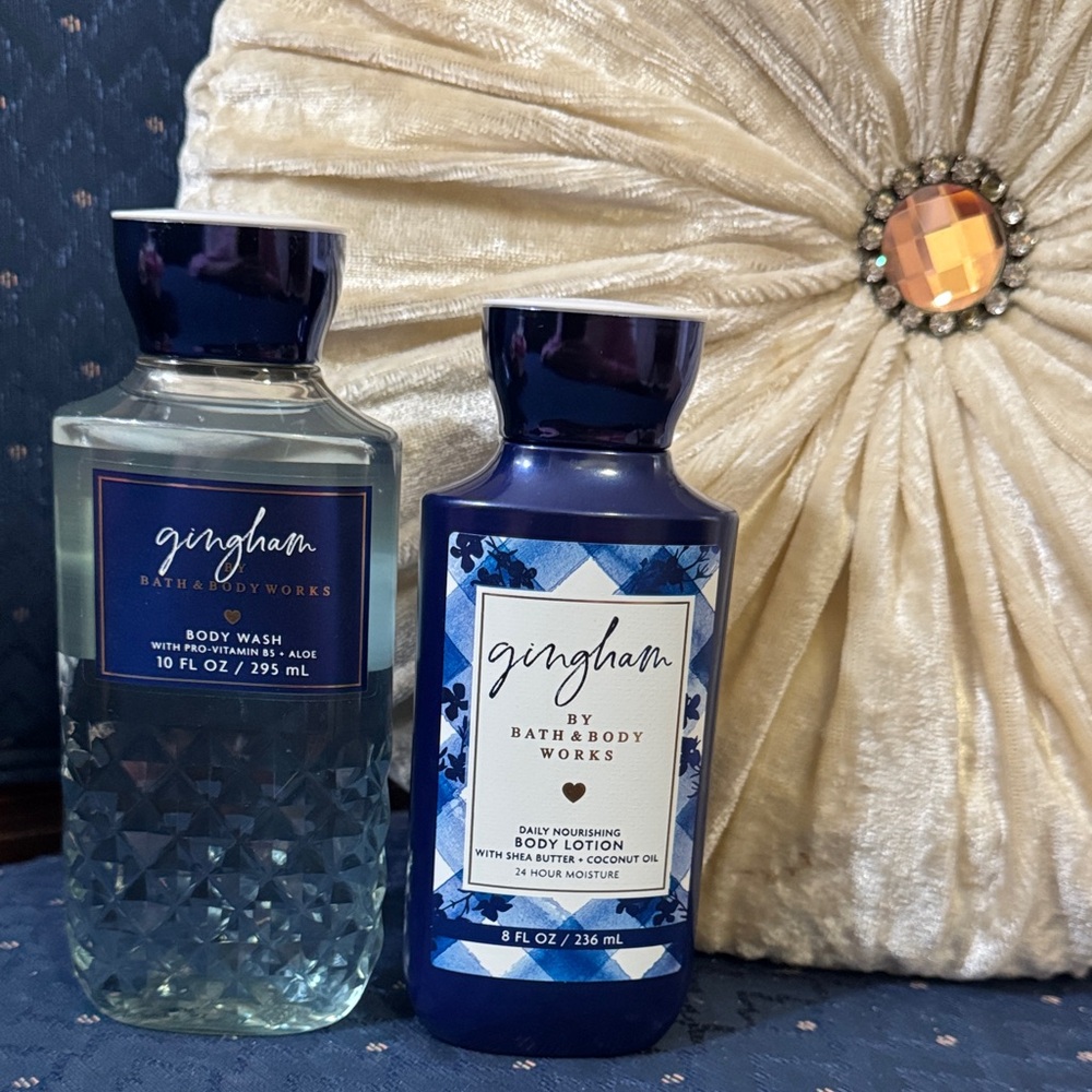 Bath & Body Works Gingham Body Wash and Lotion - Blue and Clear - Picture 1 of 1